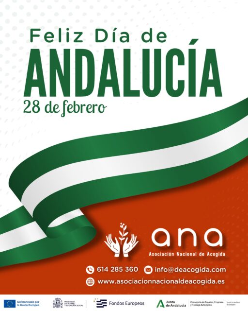 🌿✨ ¡𝗙𝗲𝗹𝗶𝘇 𝗗í𝗮 𝗱𝗲 𝗔𝗻𝗱𝗮𝗹𝘂𝗰í𝗮! ✨🌿

Hoy celebramos nuestra tierra, su cultura, su historia y la fuerza de su gente. En 𝗔𝗡𝗔 creemos en una 𝗔𝗻𝗱𝗮𝗹𝘂𝗰í𝗮 que acoge, protege y da oportunidades a todos quienes la llaman hogar. 💚🤍

Porque construir comunidad es también cuidar de quienes más lo necesitan. 🫂

#DíaDeAndalucía #AndalucíaQueAcoge #ANA #Solidaridad #Comunidad #Acogida
